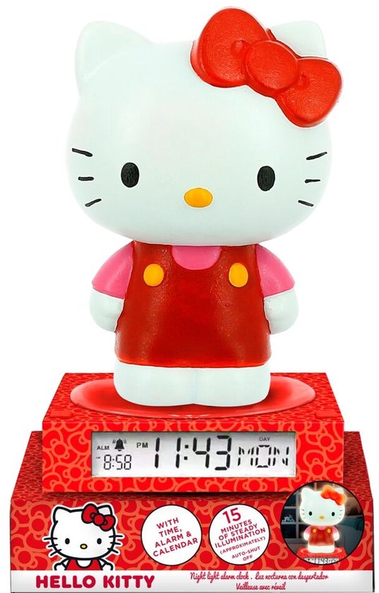 Hello Kitty 3D-lamp met wekker & datum - 15 × 15 × 25 cm - licentie Kids Licensing van Merkloos — afbeelding 5