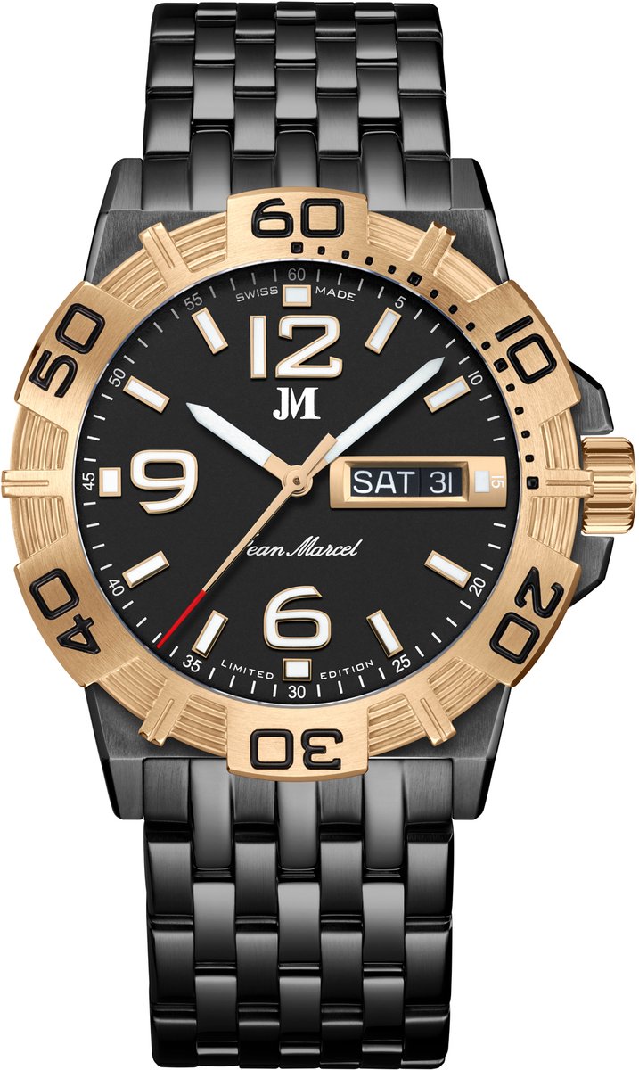 Jean Marcel Herren Armbanduhr Edelstahl rotvergoldet (teil) Satiniert 22cm