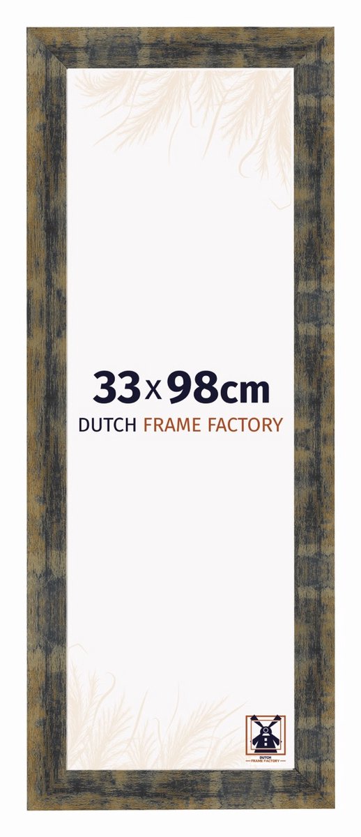 Dutch Frame Factory Fotolijst 33x98 cm - MDF - Blauw Goud Gemeleerd - Praag