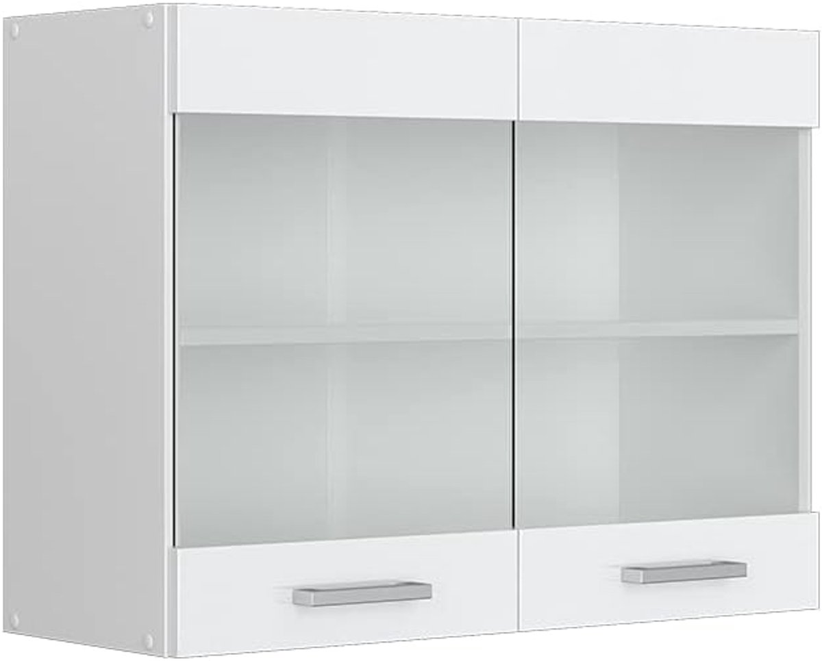 Moderne Keukenkast met Opties voor Werkblad en Glazen Hangkast