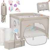 Lionelo Mille Plus Kinderbox 0-36 maanden – Babybox met T25 schuimmatras, educatief speelgoed, handgrepen voor leren staan, inklapbaar & mobiel, zijdeur met ritssluiting – speelbox voor thuis en op reis