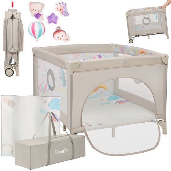 Grote box voor baby's - Lionelo Willow XL - vanaf 0-48 maanden groot oppervlak 187 cm x 207 cm x 68 cm SHOWMODEL