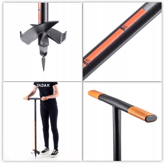 KADAX Handboor, grondboor van metaal, grondboor met dwarsgreep, spiraalboor voor tuin, paalboor, plantenboor, bloembollenboor, paalboor (150 mm) van Merkloos	 — afbeelding 4
