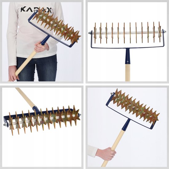 KADAX Sterfrees met houten steel, cultivator met 12 sterren, tuinfrees, rolcultivator, kruimelaar voor het losmaken van de grond, cultivator en rolhak van Merkloos	 — afbeelding 3