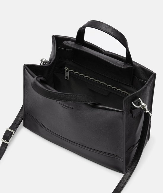 LIEBESKIND BERLIN Cuir Sac à main Sac à épaule bandoulière Lou 2 Satchel Bag Black Noir