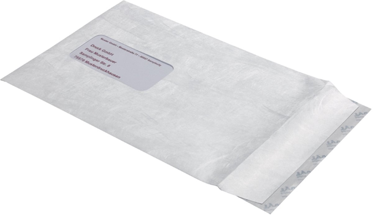 Tyvek akte-envelop C5, 16,2 x 22,9 cm, met venster, 55 g/m2, zelfklevend, wit, 100 st.