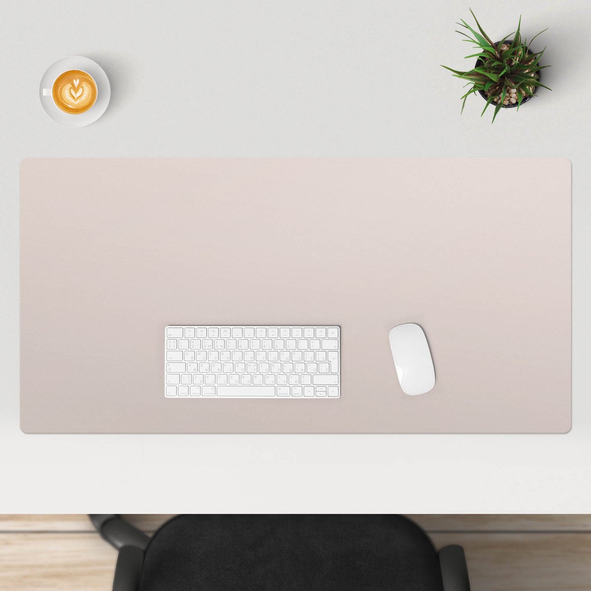 Wallfluent - Roze Es Bureau Onderlegger - 100x50 cm - Lichtroze Bureau Onderlegger Groot - Pastel- en aardse kleuren Onderlegger Bureau - Computer Mat - Kantoor Accessoires - Computer Mat