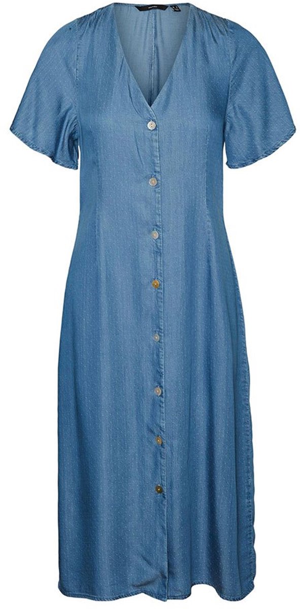 Vero Moda Liliana Calf Jurk Met Korte Mouwen Blauw S Vrouw
