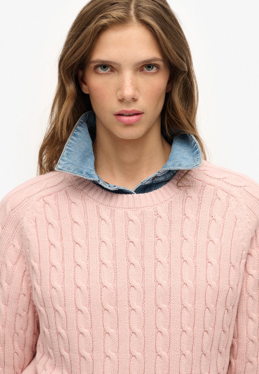 Superdry Slouchy Kabeltrui Dames Sweaters Roze