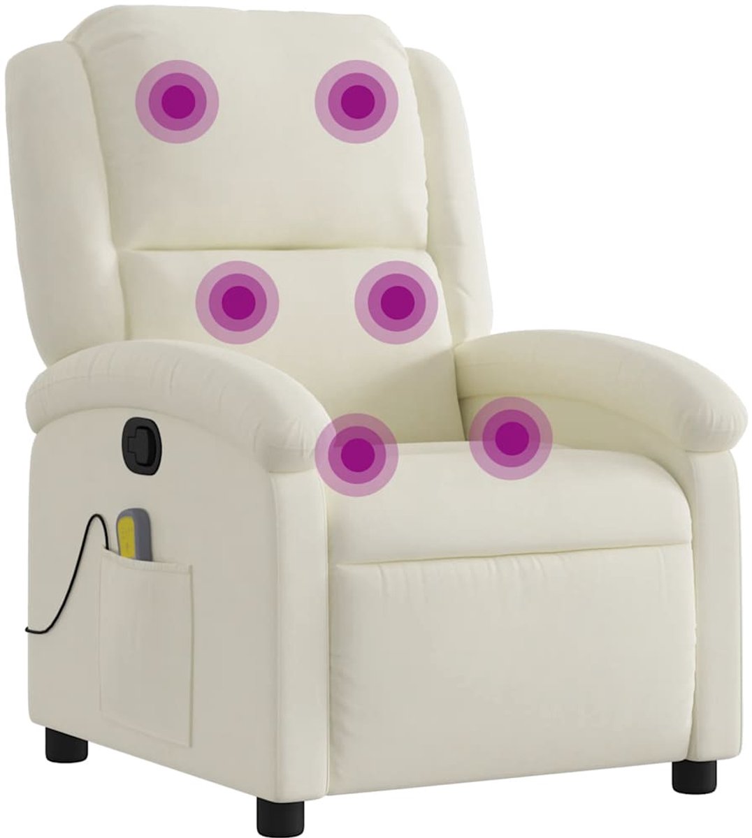 vidaXL Massagestoel - verstelbaar - fluweel - crèmekleurig