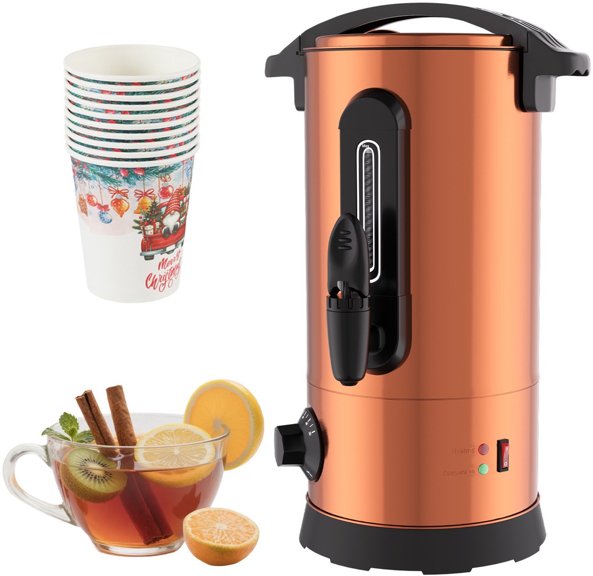 8 L Glühweinketel | roestvrij Staal Warmwaterdispenser 1500W | Heetwaterkoker | Theekoker met traploze temperatuurregelaar 30-110 °C |Thee Koffie Glühwein Ketel | Waterkoker | Glühweinfornuis