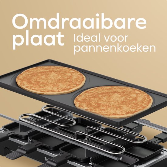 KitchenBrothers Gourmetstel - 1500W - Gourmetplaat 8 Personen - BPA-vrij - Set met Pannetjes en Spatels - 46,5 x 23 cm - Zwart — afbeelding 4