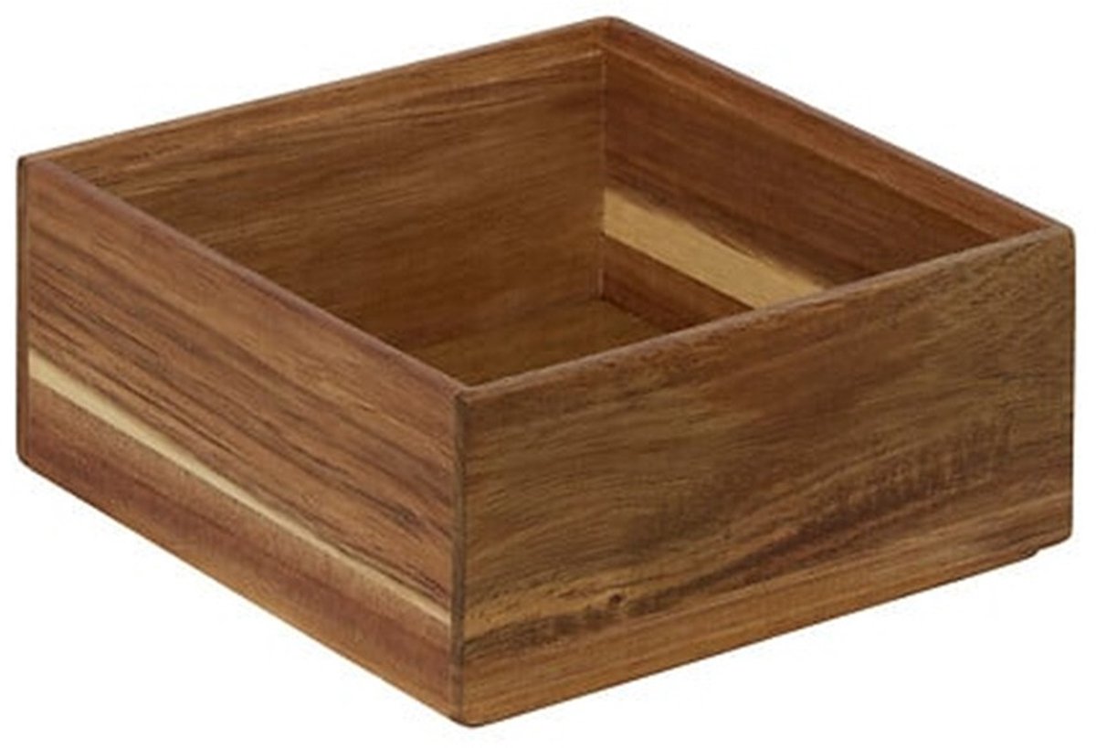 5Five Bestekbak/keuken organizer - 3x - 1 vaks - Smart Desk serie - acacia hout - 15 x 15 x 7 cm