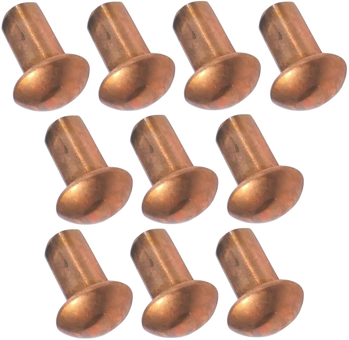 C48025 - Set van 10 koperen klinknagels Ã˜3x5mm - halfronde kop - DIN 660