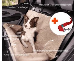 Onyx Luxe Honden Achterbankhoes – Waterafstotend & Antislip – Inclusief Veiligheidsgordel – Universele Pasvorm – Beschermhoes Auto Hond – Beige / Ivory - WiMa - PetsAndBags -