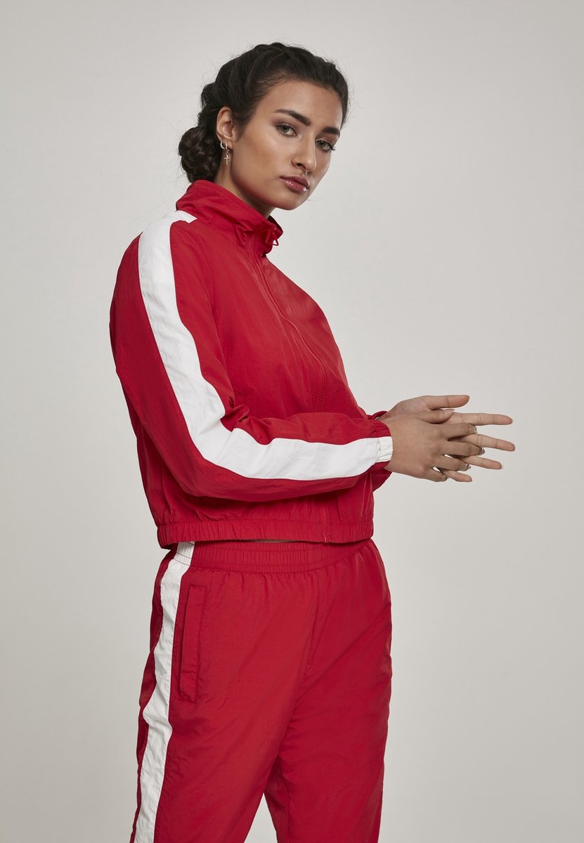 Urban Classics Short Striped Crinkle Trainings jacket Zwart