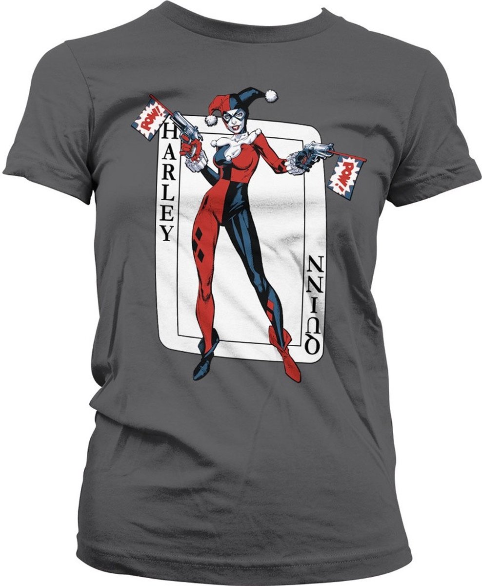 Harley Quinn Card Games Girly Tee Damen T-Shirt Dark-Grey-M
