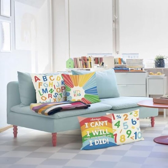 Bonhause Set van 4 kussenslopen, dieren, jungle, 45 x 45 cm, giraf, leeuw, krokodil, luiaard, fluweel, zachte decoratieve kussenhoezen, sierkussenslopen voor kinderbed, babykamer, decoratie Bonhause Set van 4 kussenslopen, dieren, jungle, 45 x 45 cm, giraf, leeuw, krokodil, luiaard, fluweel, zachte decoratieve kussenhoezen, sierkussenslopen voor kinderbed, babykamer, decoratie