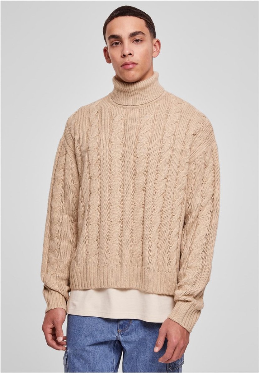Urban Classics Boxy roll Sweater/trui M Beige