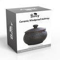 Verpakking van de Boncy keramische winddichte asbak, met afbeelding van het product.