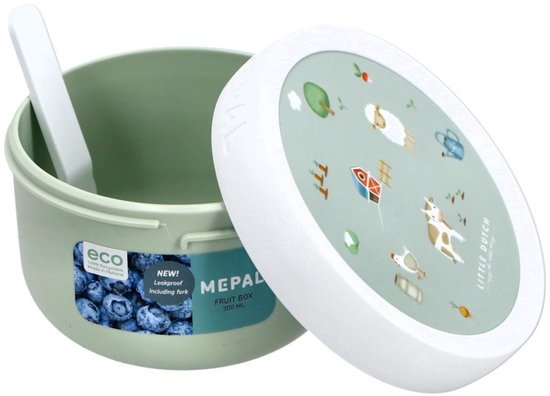Boîte à fruits Mepal Campus – 300 ml – Fourchette à fruits incluse – Fermez hermétiquement – ​​Boîte à collation – Little Farm