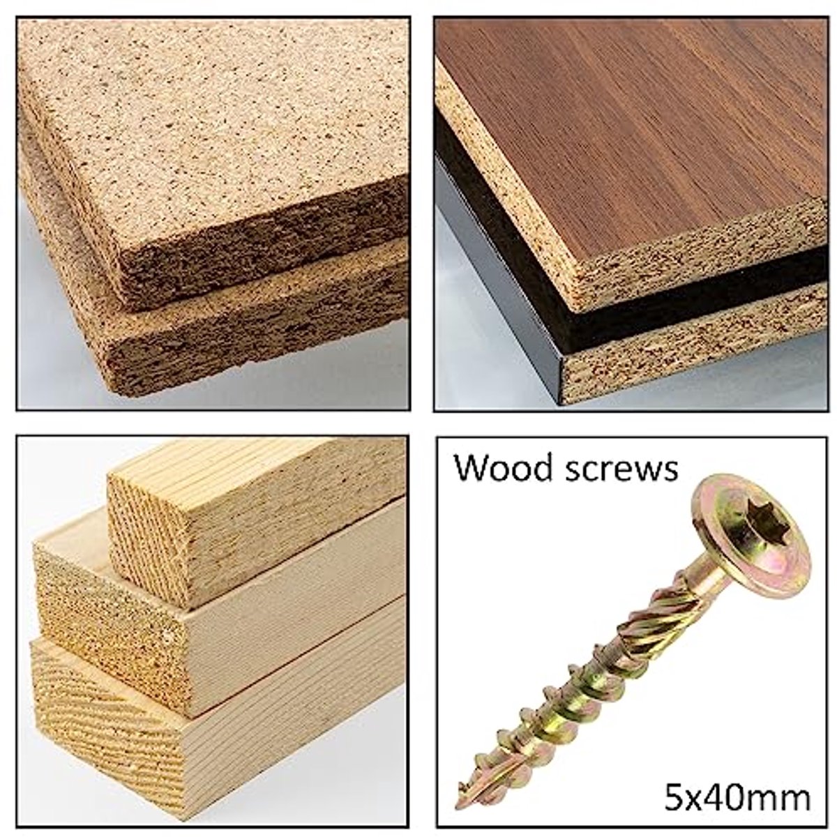 Aerzetix C67443 Houtschroeven Set van 50 - Ã˜ 5 x 40 mm, Roestvrij Staal, Brede Gebogen Kop met Sterrenprint