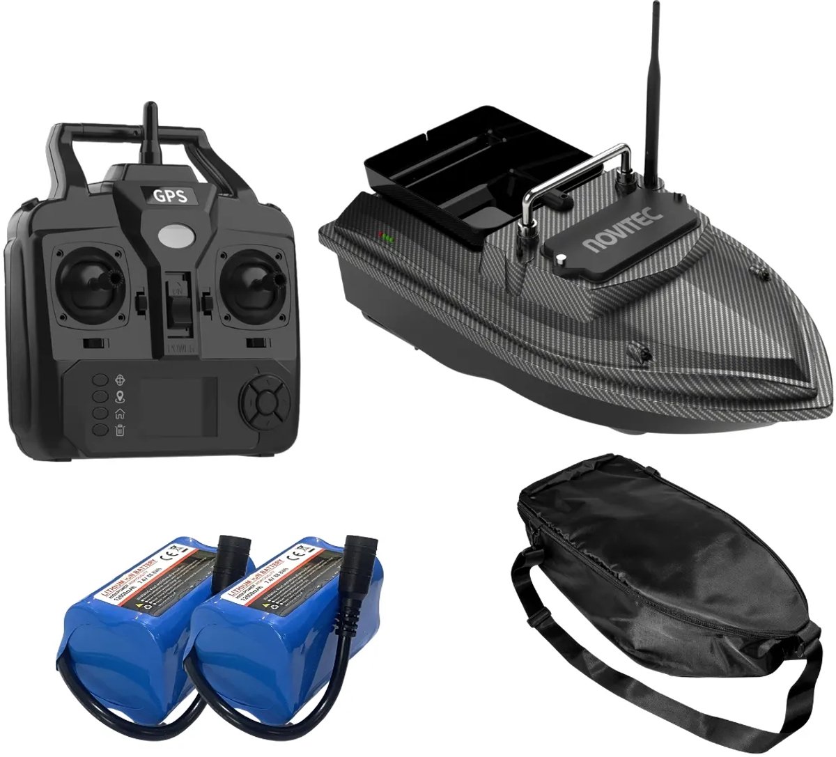 Novitec Scout GPS Voerboot - Karper Voerboot - 2 Batterijen - 160 GPS Postities - 500M Bereik - Ruime laadbak - Inclusief Draagtas - 1 Jaar Garantie