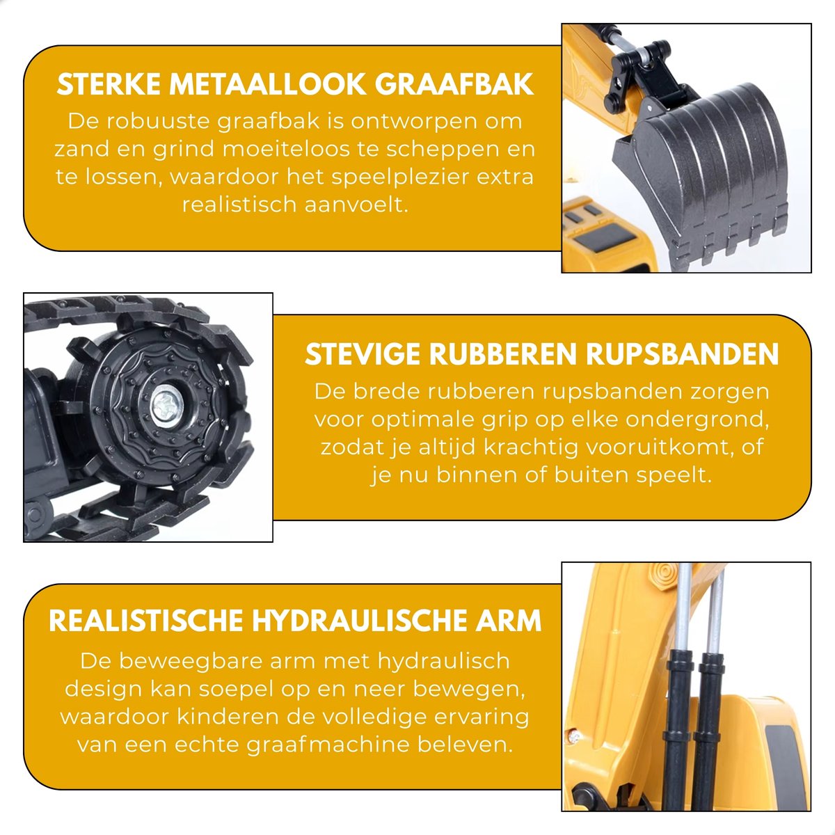 Boncy® RC Graafmachine Speelgoed - Bestuurbare Graafmachine voor Kinderen & Zandbak - Vrachtwagen Voertuigen Afstandbestuurbaar - Tractor Buitenspeelgoed - Bestuurbaar Kraan Jongens Meisje - Afstandsbestuurbaar Elektrisch Robot Auto Afstandsbediening — afbeelding 5