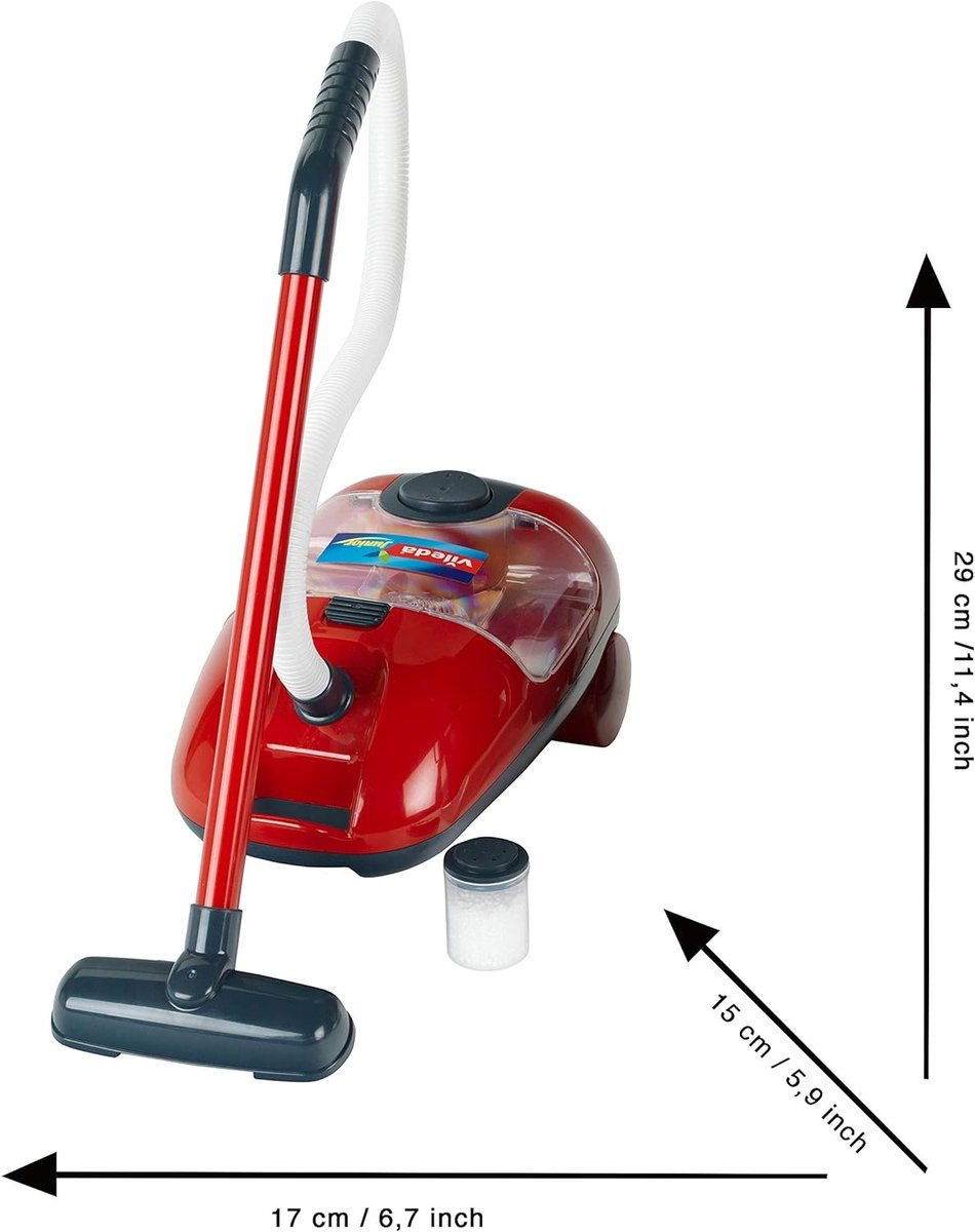 Klein Toys Vileda - speelgoed schoonmaaktrolley - incl. stofzuiger - 29 x 24 cm - rood — afbeelding 3