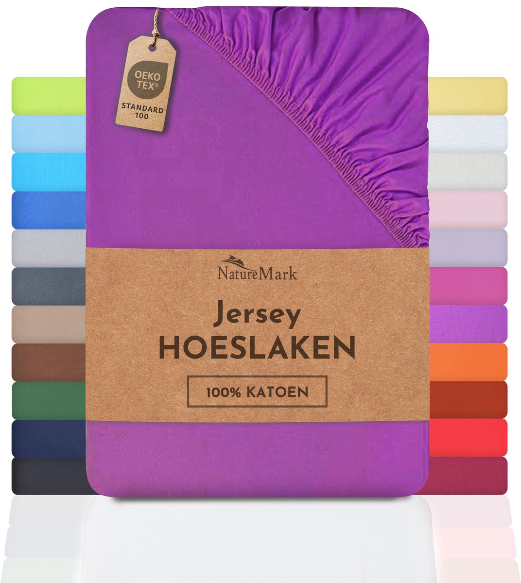 NatureMark Jersey hoeslaken, 100% katoen, 120x200cm, paars