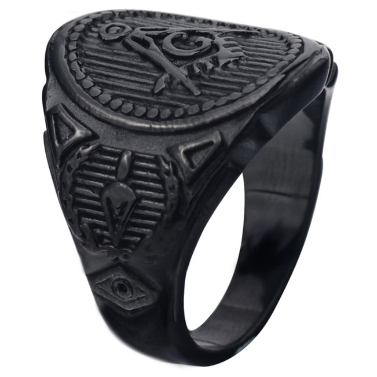 Heren ring Vrijmetselaars Edelstaal Zwart -20mm