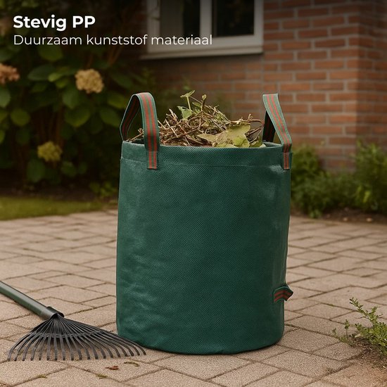 Lomera Opvouwbare Tuinafvalzak - Tuinafvalzak 125L - Tuinzak Met Hengsels - Grote Zak - Herbruikbare Tuinzak - Duurzame Tuinafvalzak - Pp Materiaal - Lichtgewicht Tuinzak - Groene Bladopvangzak - Tuinafvalzak Met 4 Hengsels van Lomera — afbeelding 4