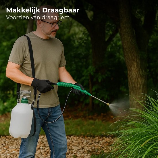 Lomera Plantensproeier 5 Liter - Drukspuit 5 Liter - Draagriem - Veiligheidsventiel - Polyethyleen Materiaal - Doorschijnende Tank - Handvat - Ongediertebestrijding - Onkruid Verdelgen - Verstelbaar Mondstuk - Te Vergrendelen Trekker van Merkloos	 — afbeelding 4