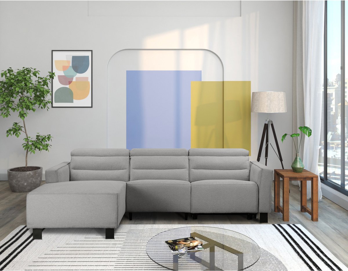 Notio Living Carpari-Hoekbank - Handmatig - Lichtgrijs Stof