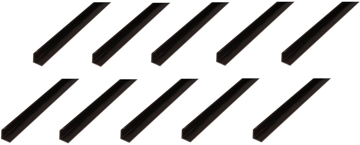 Alberts 10 x hoekprofiel, PVC, zwart, 30 x 30 x 1 mm, lengte 2 m