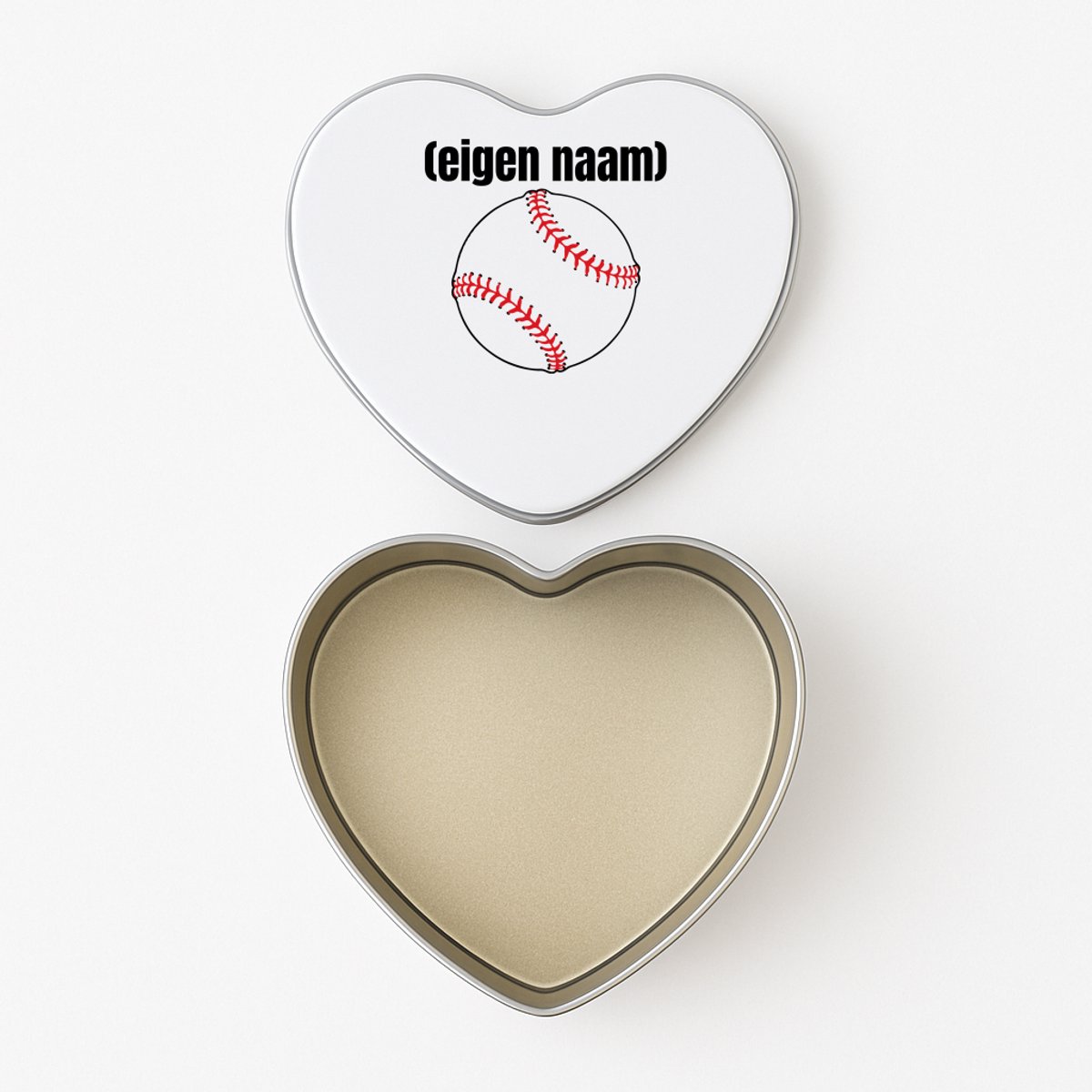 Hacebo® - honkbal met eigen naam koektrommel hart - Honkbal - atleten - koekblik – koektrommels – bewaarblik - snoeptrommel - iemand die houdt van honkbal - verjaardag - cadeau - kado - koek trommel - 15 x 15 CM