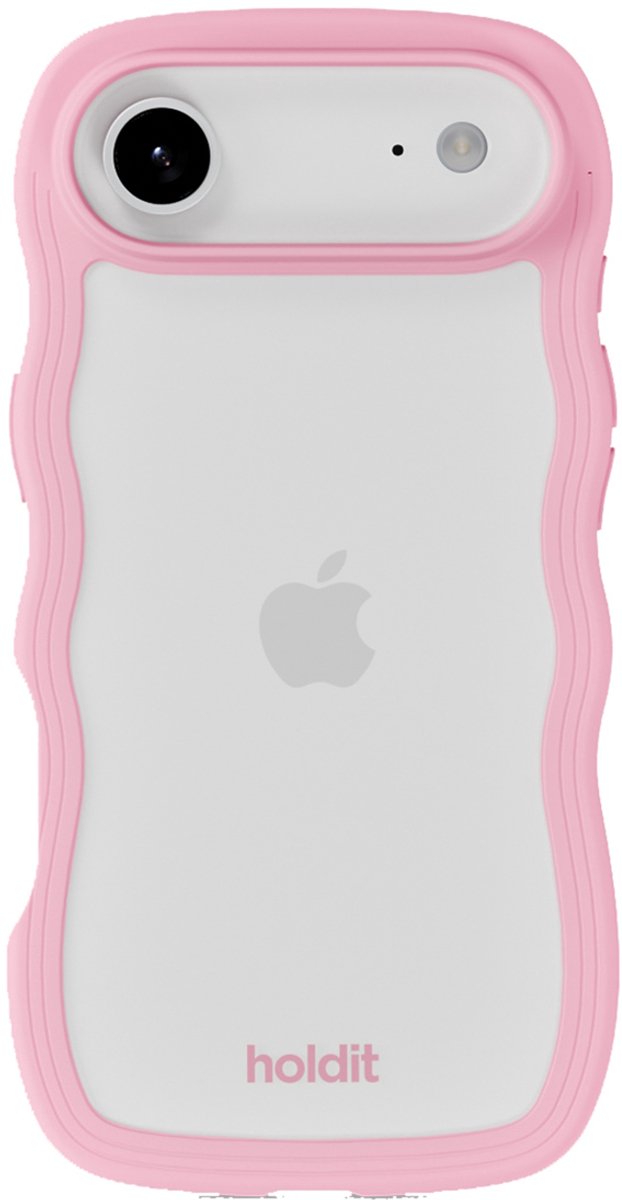 Holdit Wavy Case geschikt voor Apple iPhone Air - Transparent / Pink