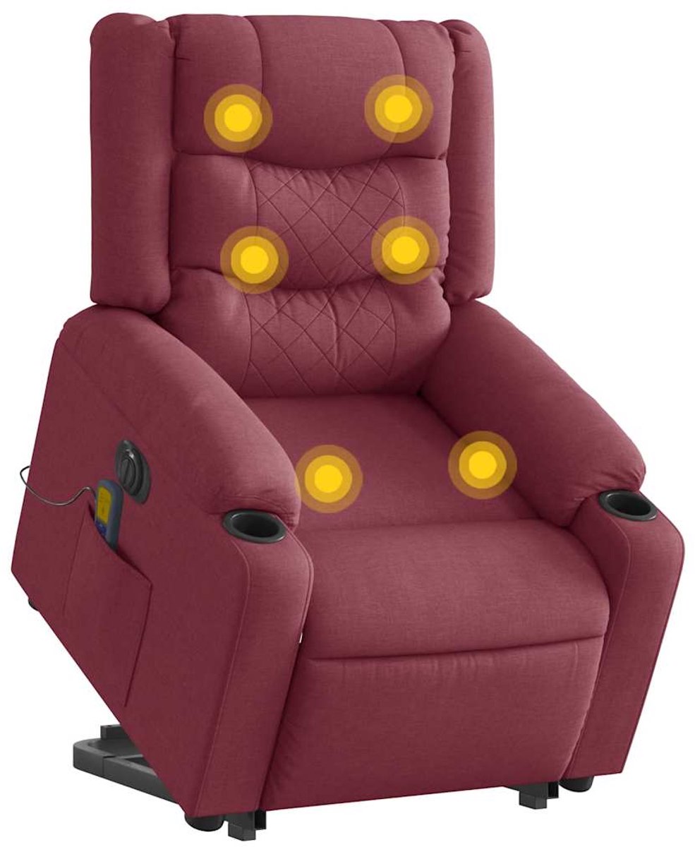 vidaXL Sta-op-massagestoel - elektrisch - verstelbaar - stof - wijnrood