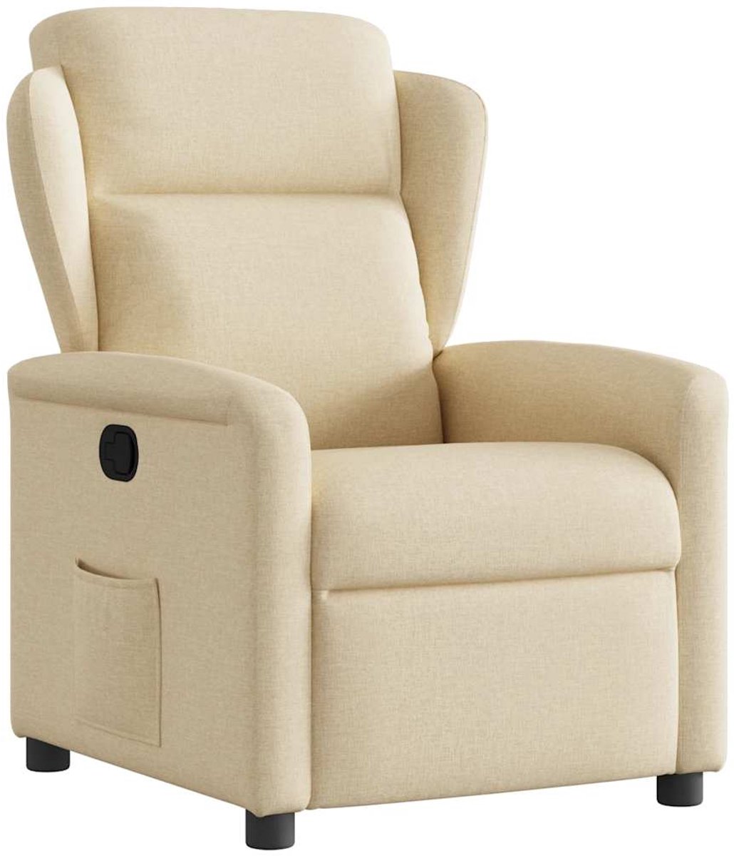 vidaXL Fauteuil - verstelbaar - stof - crèmekleurig