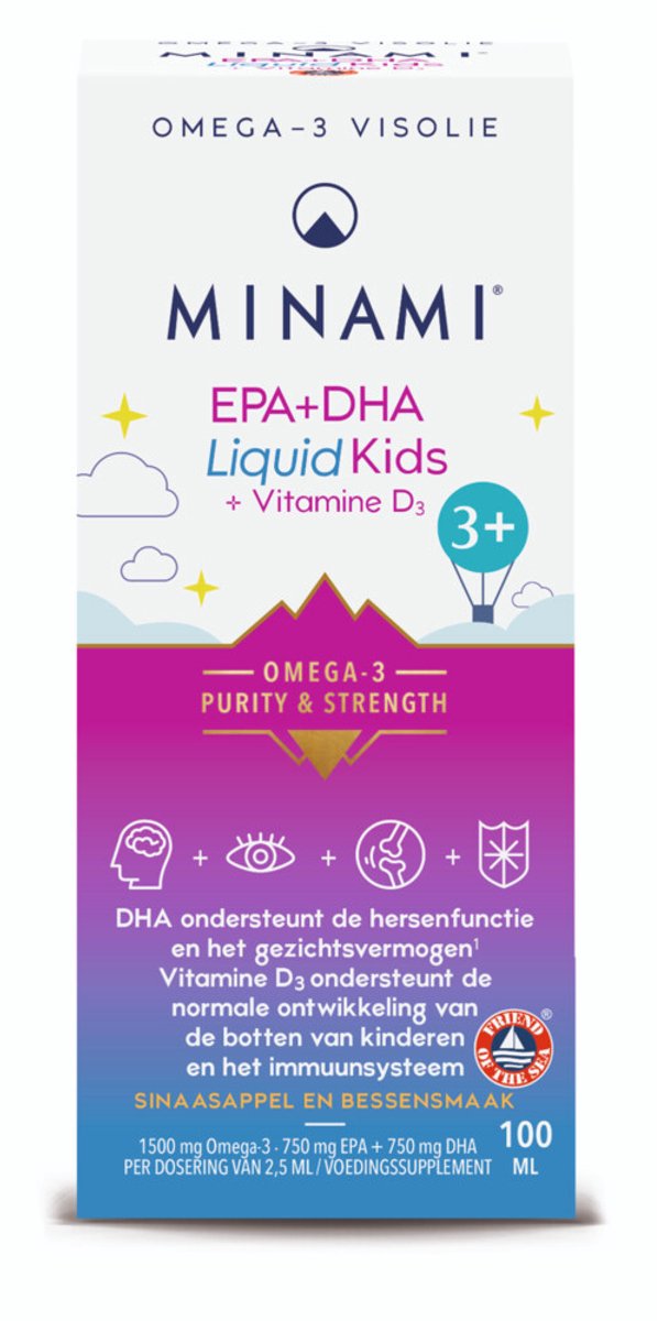 Minami - EPA & DHA Liquid Kids + Vitamine D3 - 2 x 100 ml - Voordeelverpakking