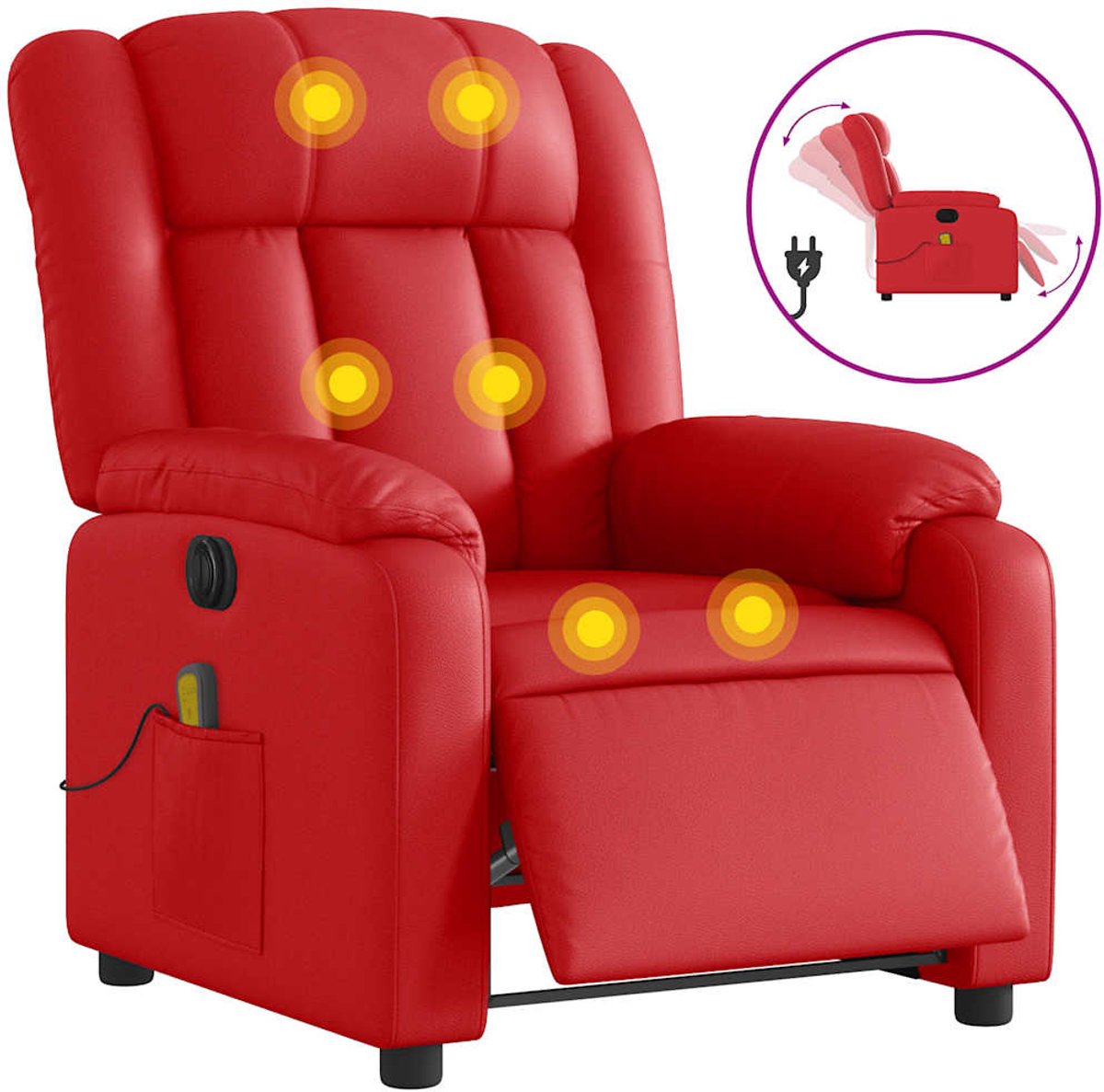 vidaXL Massagestoel - verstelbaar - elektrisch - kunstleer - rood