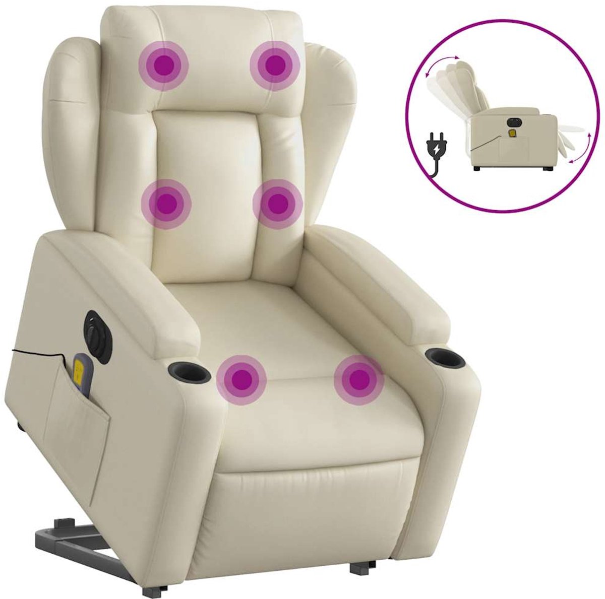 vidaXL Sta-op-massagestoel - elektrisch - kunstleer - crèmekleurig