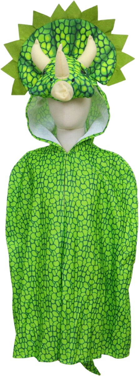 Joya Kids® Verkleedcape Triceratops | Dinosaurus Cape met 3D Dino Kop op Capuchon | Zachte Kindercape met Knuffel Dierenkop | Verkleden | Groene Verkleed Cape | | oud — afbeelding 9
