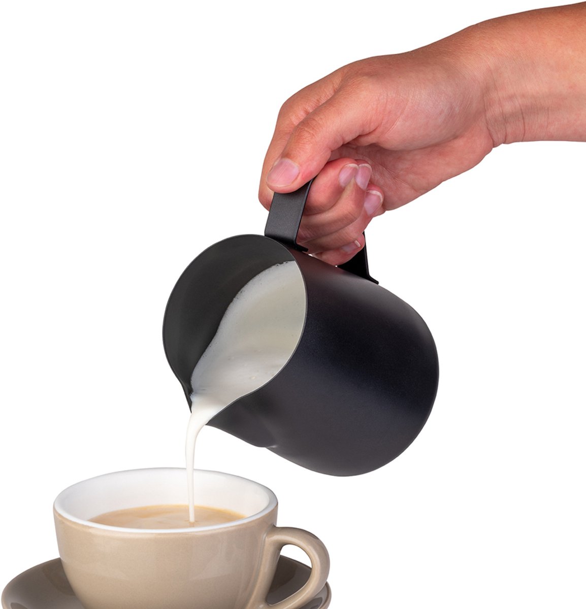 Room- melkkannetje "antihaft", ø8 cm, zwart gecoat