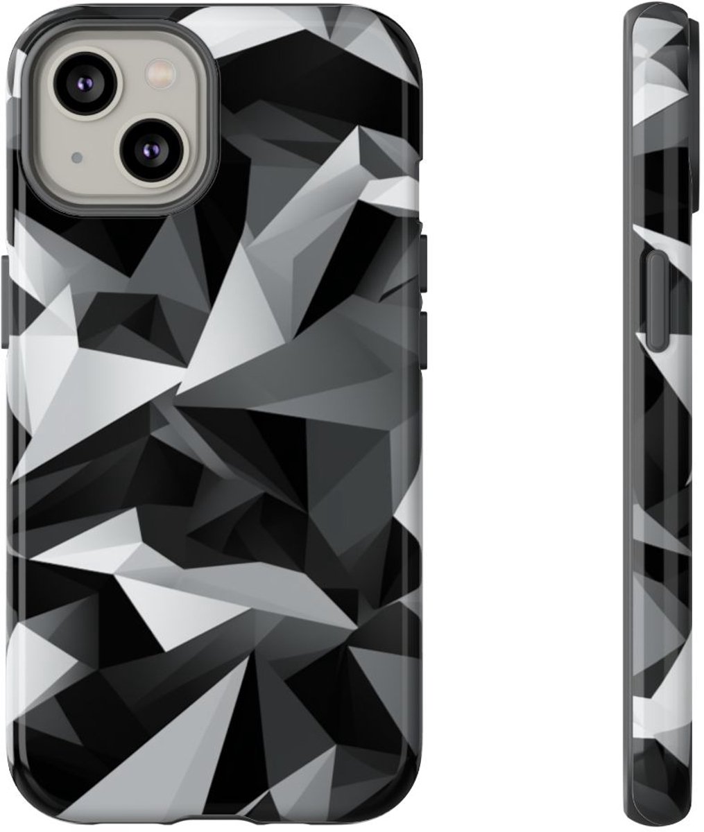 Zwart-Grijs Geometrisch Abstract Patroon – Telefoonhoesje Geschikt voor iPhone 14