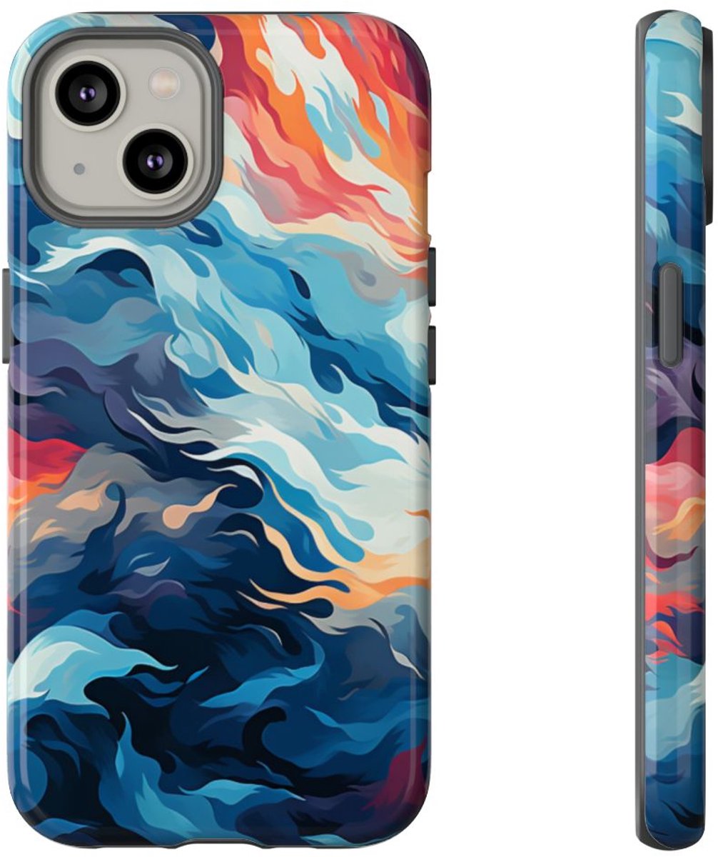 Abstracte Oceaangolven met Vurige Kleuren – Telefoonhoesje Geschikt voor iPhone 14