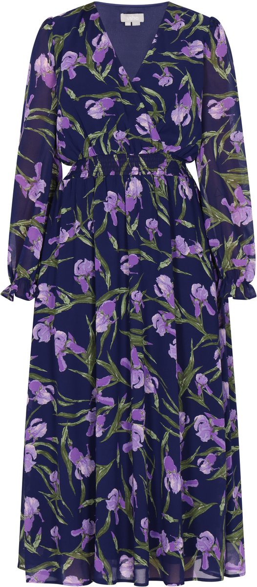 Usha Jurk Blauw Veelkleurig