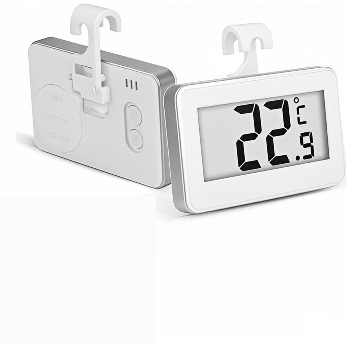 EXCITAT 2 stuks koelkastthermometers - Mini digitale koelkastthermometers - Waterdicht - Met haak - Gemakkelijk af te lezen LCD-scherm - Geschikt voor thuis en op kantoor