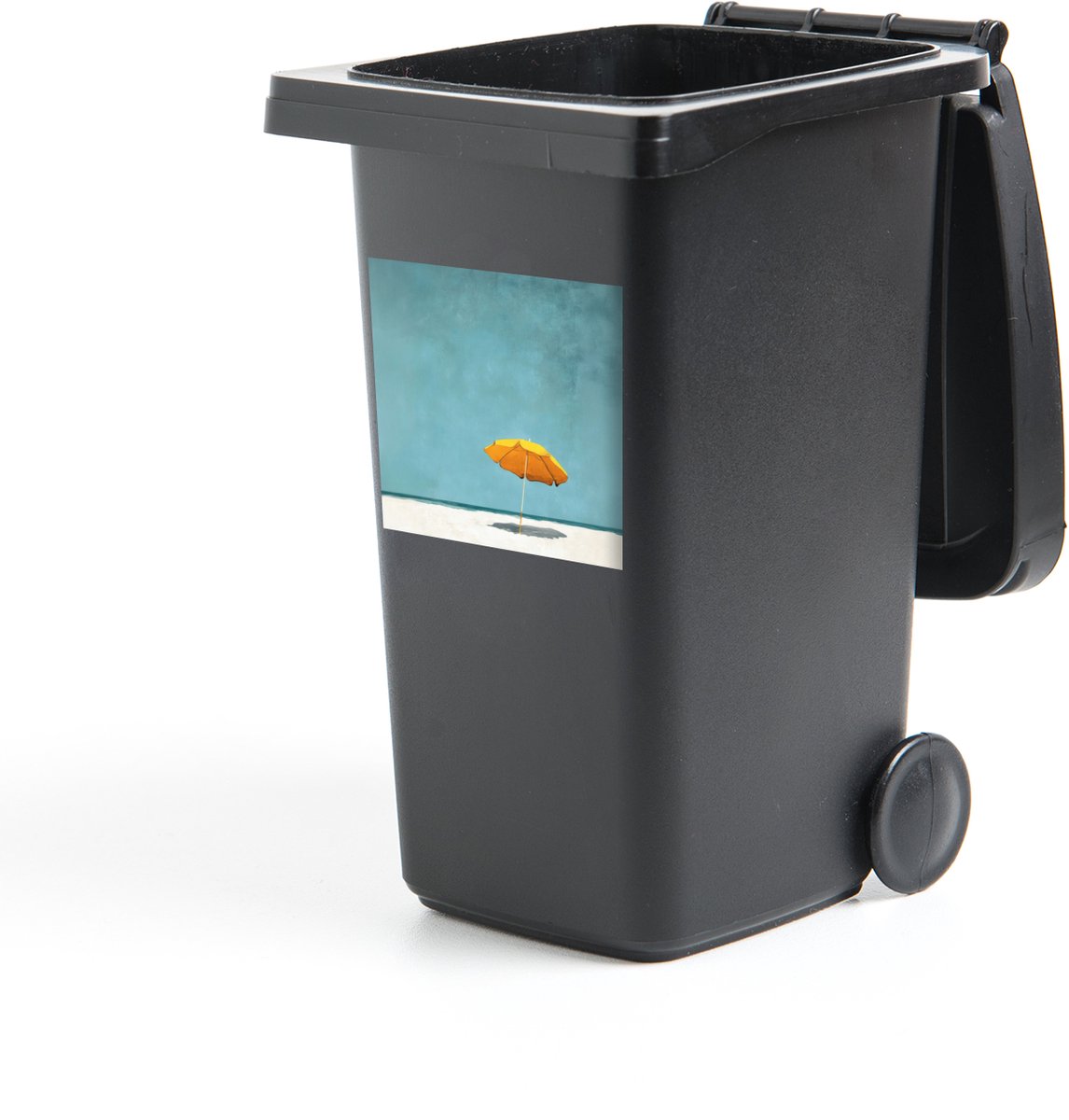 Container sticker Parasol - Geel - Strand - Zee - 40x40 cm - Kliko sticker