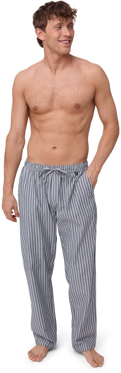 DANISH ENDURANCE Heren Pyjamabroek - 100% Biologisch Katoen - Zachte Geborstelde Voering Loungebroek - Marine streep - Maat S